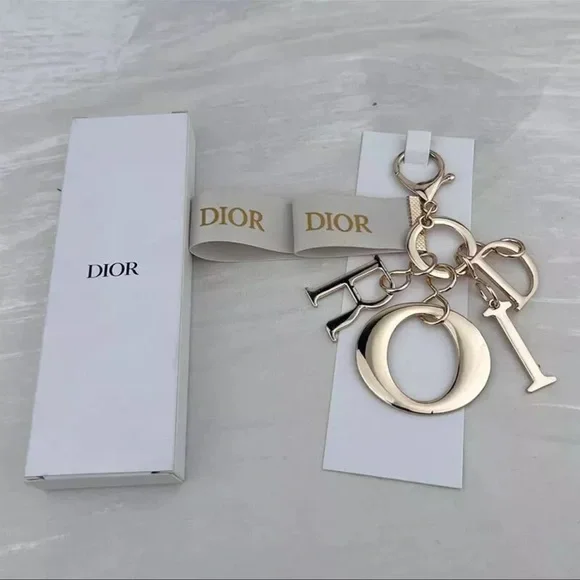 2025 Dior VIP Gift Key Ring / bag charm. Dior Gold and White. - Picture 3 of 4